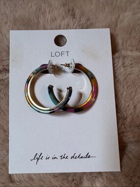 LOFT Rainbow Colored Enamel Hoop Earrings